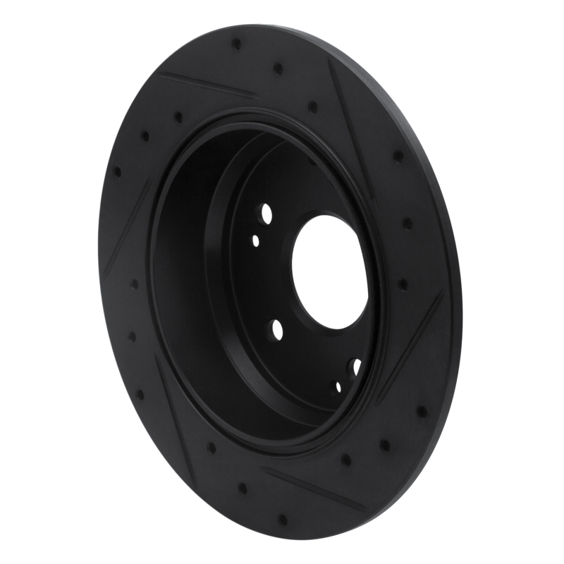 Acura TL Brake Rotor (1) - Rear Left - R1 Concepts - Drilled & Slotted - Black - `99-`11
